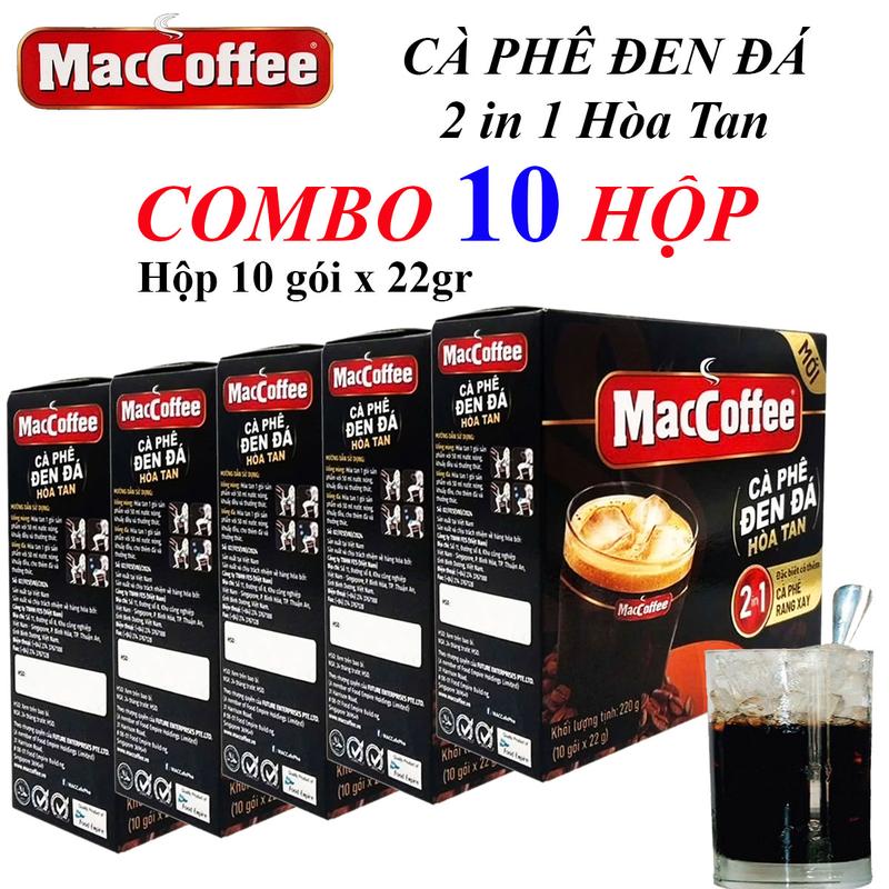 combo 10 hộp MacCoffee đen đá Hòa tan 2in1 nguyên chất kết hợp cùng Coffee Rang…
