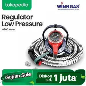 (PAKET HEMAT) SELANG GAS + REGULATOR WINN GAS W900 M - Dilengkapi Pengaman Ganda
