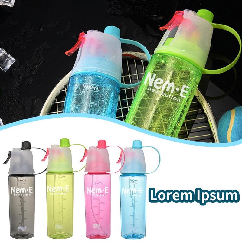 Bình nước thể thao phun 2 trong 1 600 ml – uống và bổ sung nước cho chạy bộ/đạp xe, chất liệu PC, nhiều màu sắc, T1S5