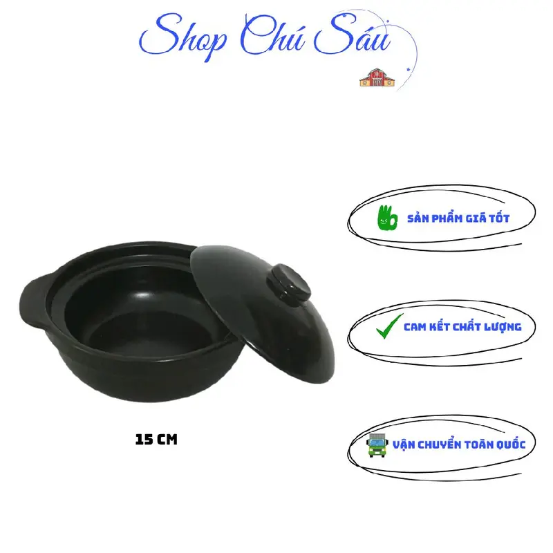 Nồi Đất 5" 6" 7" 8" 9" 0.5L 1.0L 1.5L 2.0L 2.5L Màu Đen - Sản Phẩm Chất Lượng 0