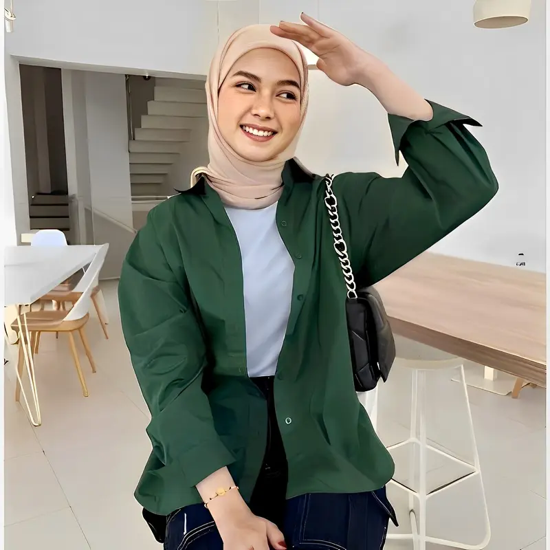 kemeja wanita lengan panjang-olivia shirt oversize-blouse wanita korean style 8