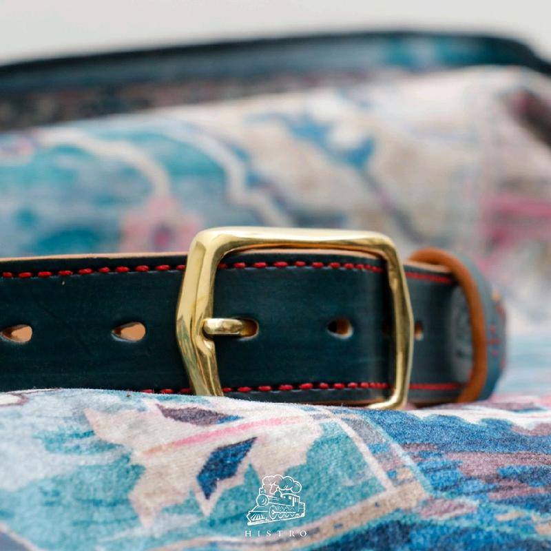 HISTRO  blue iron leather belt - sabuk kulit asli 5