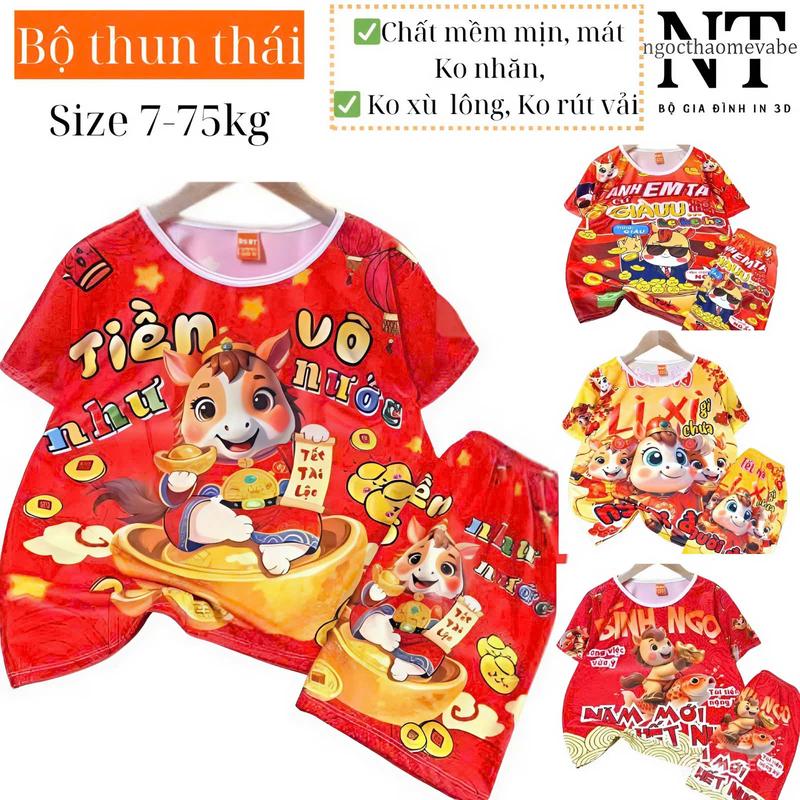 Đồ bộ thun mẫu TẾT hottrend chất thun thái được in 3D mềm mịn mát không nhăn k xù lông k bay màu