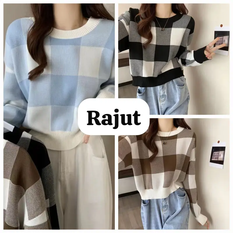 BAJU ATASAN WANITA RAJUT KOTAK KOREAN STYLE CROP RECOMENDED BLOUSE 0