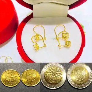 Anting Desi gold perhiasan wanita bahan koin Tahan Lama Anti Karat & Luntur