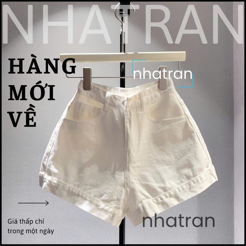 FROM A KHÔNG DÃN - Quần short jean nữ màu trơn phom a cạp cao lai to Pants Denim Women X88