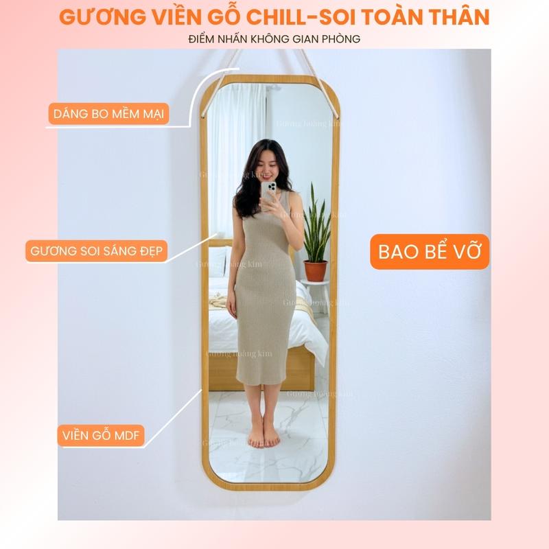 Bao bể vỡ Gương Soi Toàn Thân Treo Tường gương viền gỗ Kiểu Dáng Oval Decor Phòng Đẹp Tặng Dây Thừng Và Đinh Treo Không Cần Khoan GKR02 Đồ Chơi Trang Trí Nhà