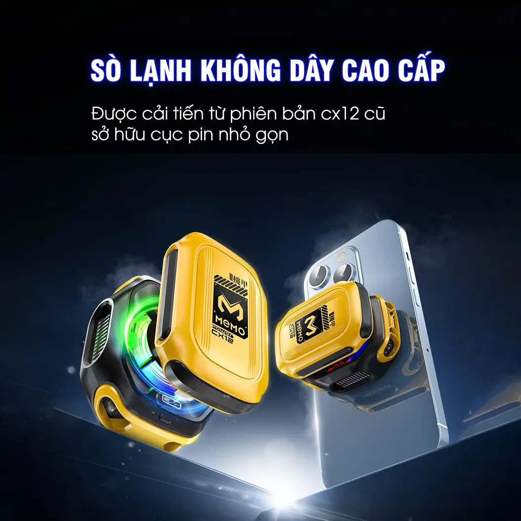 Sò lạnh tản nhiệt MEMO CX12 Pro sử dụng pin làm lạnh sâu 2 chế độ AI đèn led màn hình tăng fps chơi game liên quân | BigBuy360 - bigbuy360.vn Sò lạnh tản nhiệt MEMO CX12 Pro sử dụng pin làm lạnh sâu 2 chế độ AI đèn led màn hình tăng fps chơi game liên quân | BigBuy360 - bigbuy360.vn