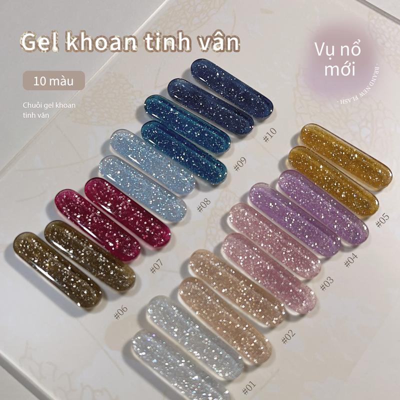 Gel Sơn Móng Tay Kim Cương Nhỏ Nebula Phong Cách Mới 2025 Phản Quang Lấp Lánh Thích Hợp Để Nhảy Múa Gel Sơn Móng Tay Kim Cương Nhỏ Phải Có Đèn Làm Móng Để Khô