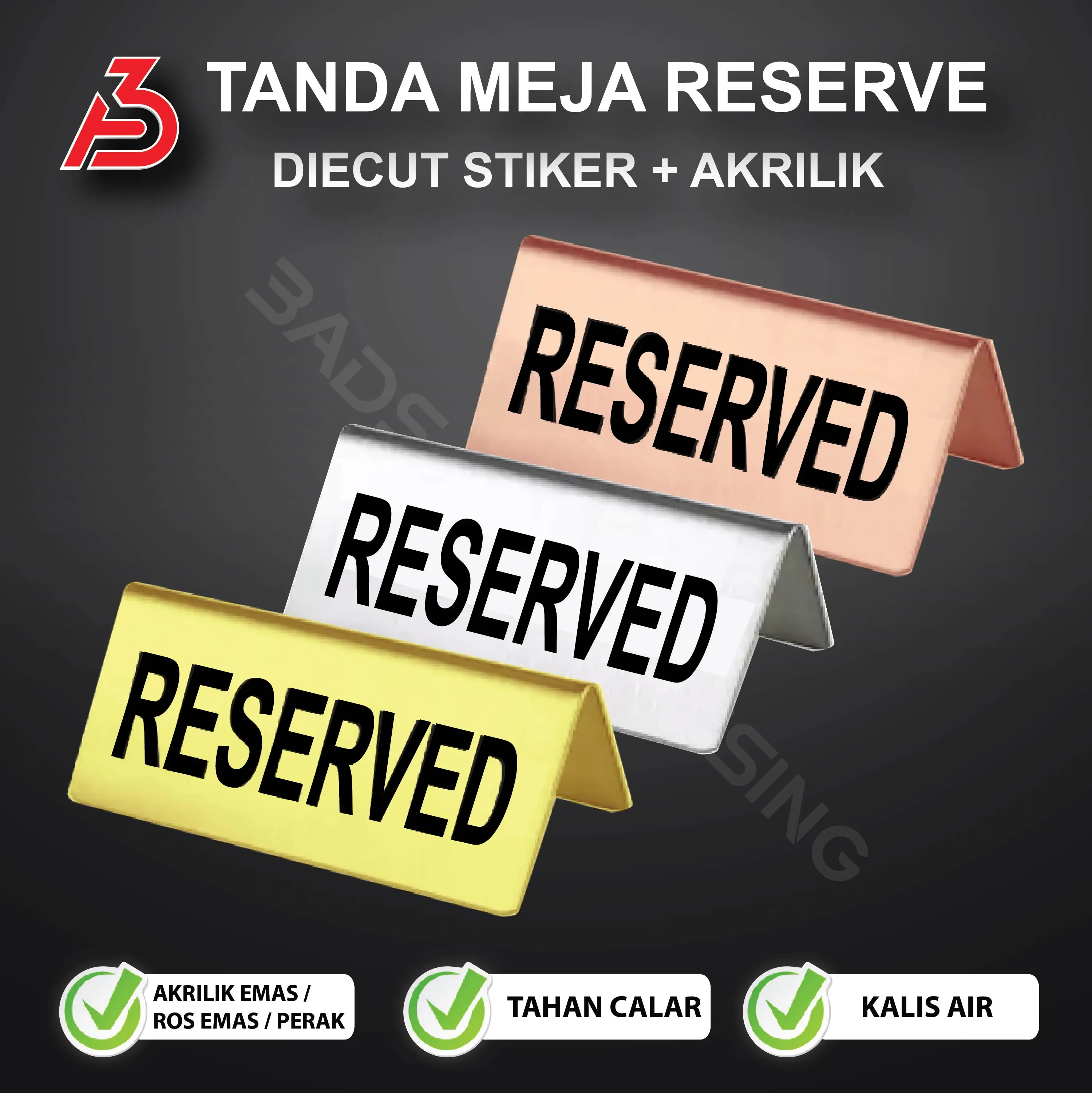 Tanda Meja Reserve Papan Tanda Meja Akrilik untuk Pelanggan