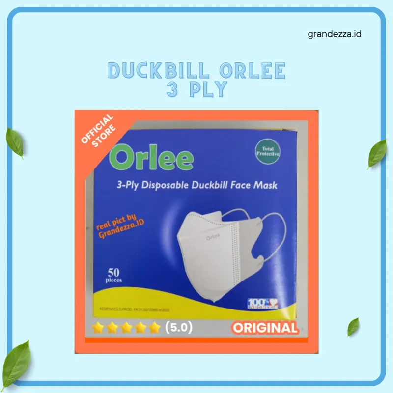 isi 50Pcs Masker Orlee Populer Duckbill Earloop Cantol Original 3Ply 3 Ply Medis ijin Kemenkes Murah 0