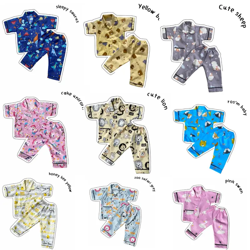 GM - (HEMAT Beli 2 Gratis 1) Piyama karakter anak usia 0bulan-4tahun kirim random anak cewek anak cowok Tidur Lengan pendek Perempuan 1