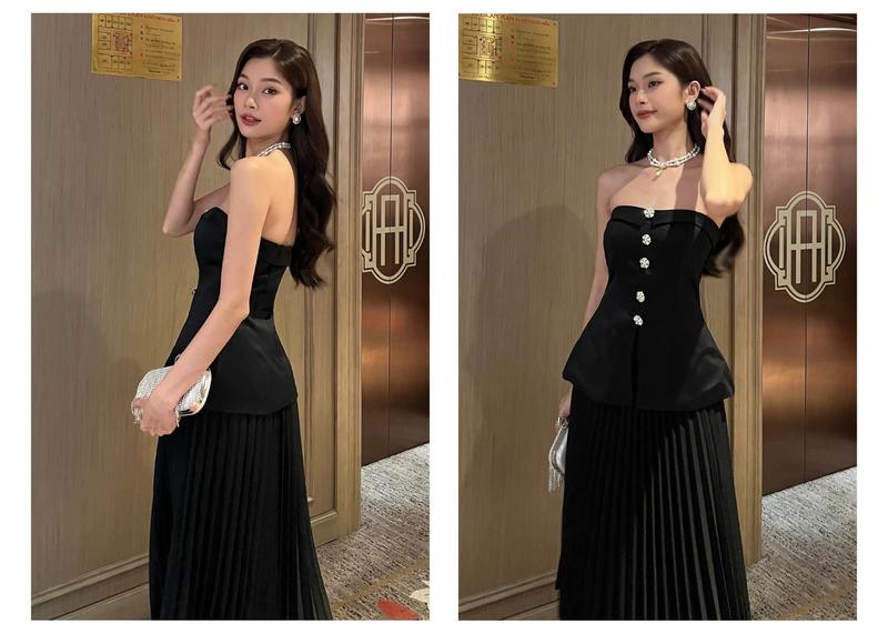 Product Introduction of Áo Peplum Cúp Ngực Xẻ Tà Trước Phối Tag Đá Sang Trọng BBSTORE'S -A2607 6