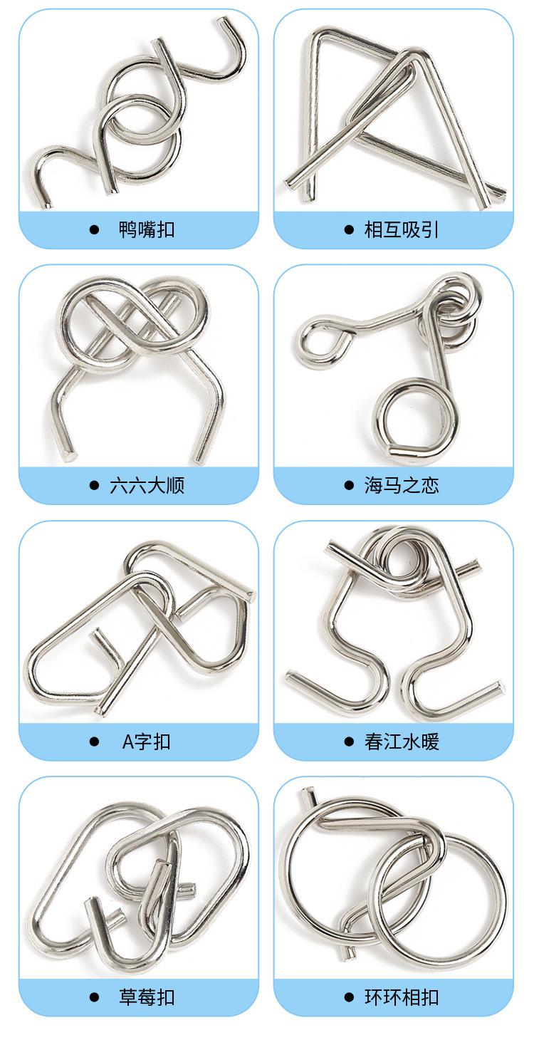 Mainan Logika Logam 24 PCS,Melatih logika berpikir dan kemampuan matematika，Cocok untuk anak usia 3-13 tahun，perlengkapan pemenang turnamen cerdas dunia