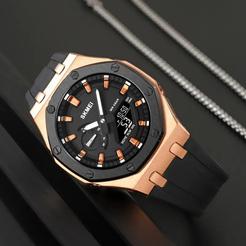 Jam Tangan Pria Analog-Digital World Time Tahan air SKMEI 2243 7