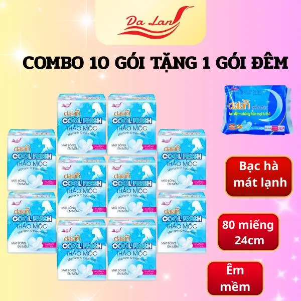 MUA 10 GÓI TẶNG 1 gói ĐÊM Băng vệ sinh Dạ Lan thảo mộc cool frest the mát đến từ thiên nhiên Tampon