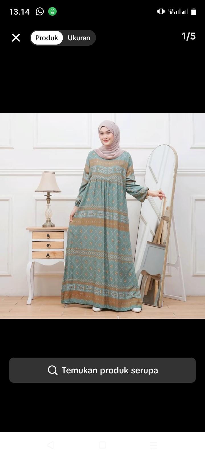 Rinti gamis rayon premium motif etnik Ld 120 panjang 135