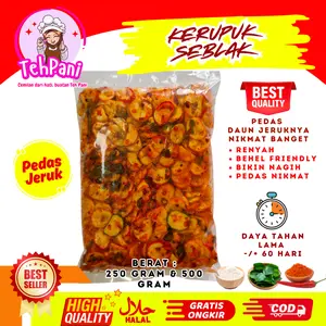KERUPUK SEBLAK PEDAS DAUN JERUK VIRAL CAMILAN 250 Gram & 500 Gram