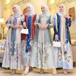 Gamis Medinna Silk Premium Quality A Busui Motif Terbaru Gamis Bunga Cantik Ready Seragaman Gamis Wanita Muslimah Gamis Jumbo Ld 130