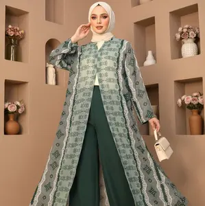 serunihijab outer oce ceruty babydoll motif premium Muslim Cardigan Wanita Gamis rompi lepas