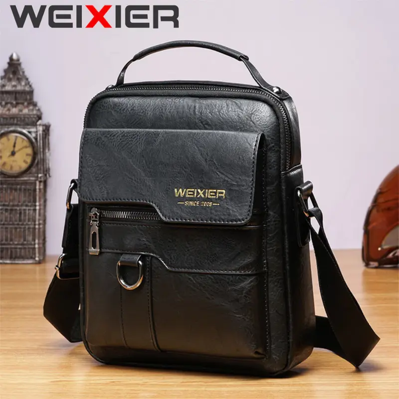 [TERLARIS & BISA COD] Tas Selempang Pria Kulit PU Weixer Crossbody Sling Bag Anti Air | Tas Pria Bahan Kulit - Model Terbaru 1