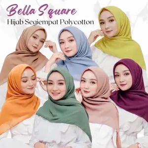 ARASY Hijab Bella Square 3 PCS Premium Anti Letoy Murah Terlaris Tepean Voal Necy Instant Mewah Segi Empat Kerudung Polycotton Nyaman Lembut