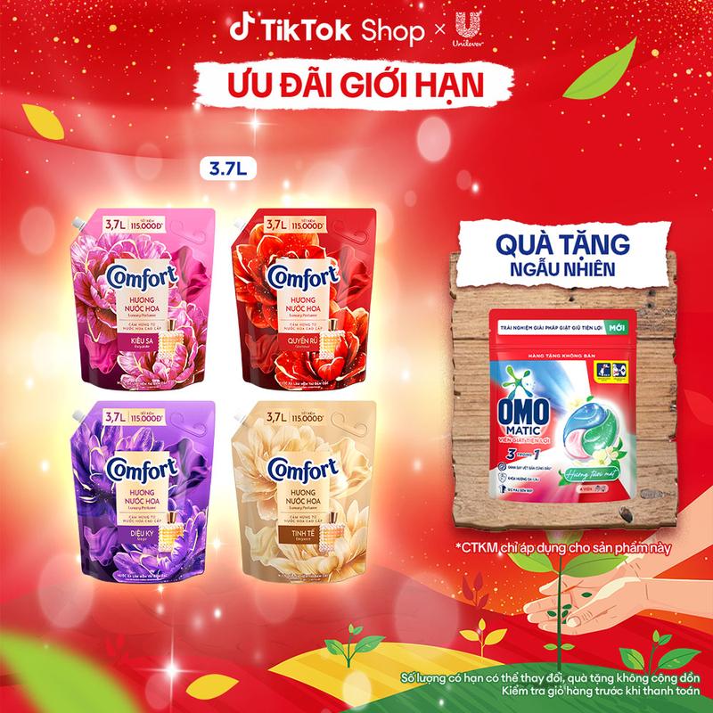 Nước Xả Vải Comfort Hương Nước Hoa 100 Giờ Lưu Hương túi 3.7L  1  