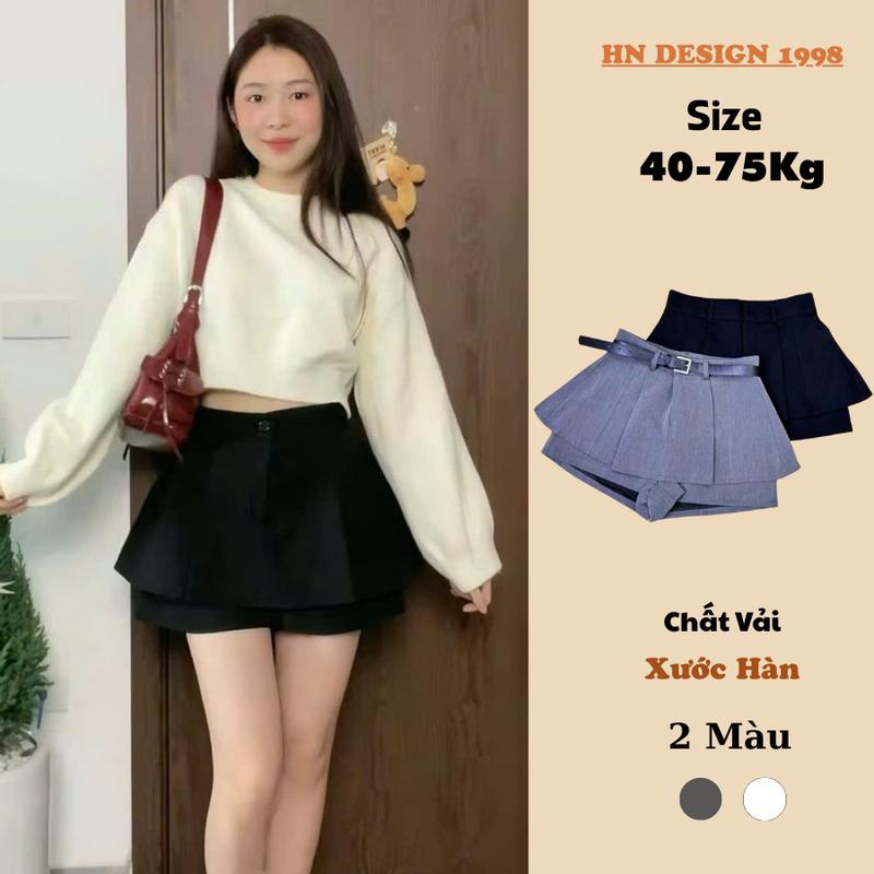 [TẶNG ĐAI LƯNG]Quần Váy thu đông Thiết Kế 2 Tầng Có Quần Short Chống Lộ Cạp Lưng Cao Khoá Kéo Sau Tôn Dáng thời trang nữ women HN DESIGN V868