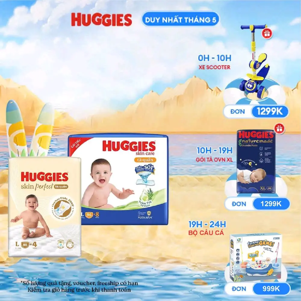 Tã quần Huggies skin care tràm trà full size từ 6 đến 20kg