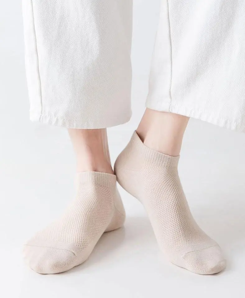 Product Introduction of Cheap Socks，Men's Short Socks, Adult Men's Socks, Thin, Sweat Absorbent, Solid Color, Sports, Short Socks, Anti Foot Odor, White Socks Men's Socks, Anti-Slip Socks Menswear Students Tropical Plain Beige Human Lingerie 20
