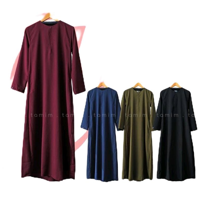 ABAYA BASIC KATUN TOYOBO Muslim Wanita Gamis Hitam Kaftan Turki Dress Ibu Dewasa 0
