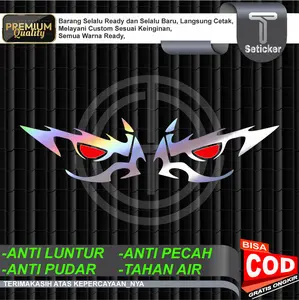 CT0012-1 Sticker Cutting EVIL EYES SEPASANG KANAN KIRI Cocok Untuk Motor Mobil Anti Air Luntur Pudar Bahan Fosfor High Quality 5CM x 20CM