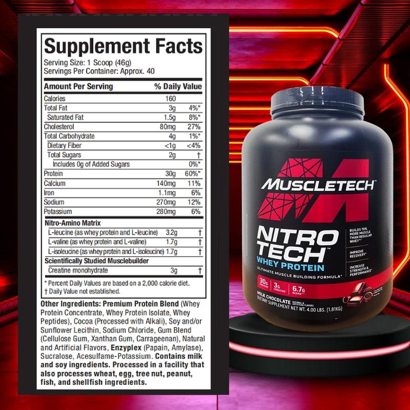 [LIVE ONLY] Muscletech, Nitro Tech, Whey Protein Peptides & Isolate Primary Source, 2lbs/4lbs/10lbs Fitness Supplement 3