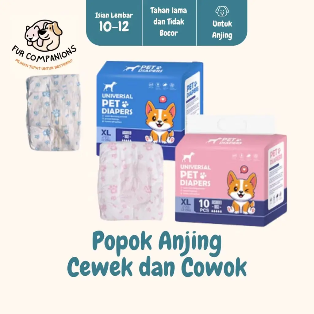 FURCOM POPOK ANJING CEWEK DAN COWOK TAHAN LAMA 12 PCS