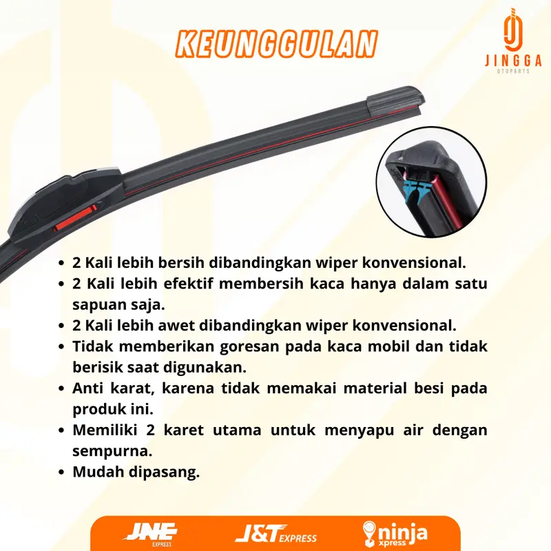 Wiper Frameless Dual Karet Model Karet Ganda 2 Lapis Sepasang Tanpa Rangka Besi Untuk Semua Jenis Mobil 2