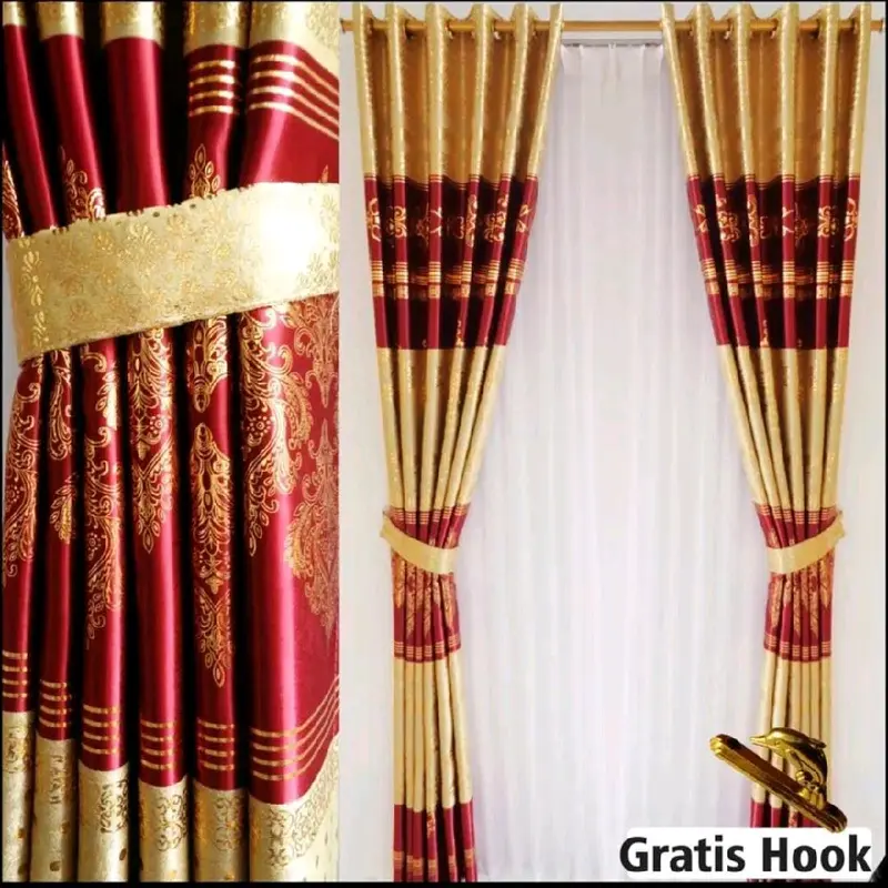 Gorden Jendela Minimalis Pintu Kamar Tidur Aestetic Elegan Bludru Floxing Flat Motif Model Ring Smokring Ungu Coklat Abu Abu 6 Gelombang T 230 Curtain lembut zita hijau 0