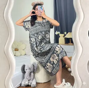 Daster Andin Katun Polymikro Premium Resleting Depan Busui LD 120 LD 130 LD 140 Muat BB 40-100kg