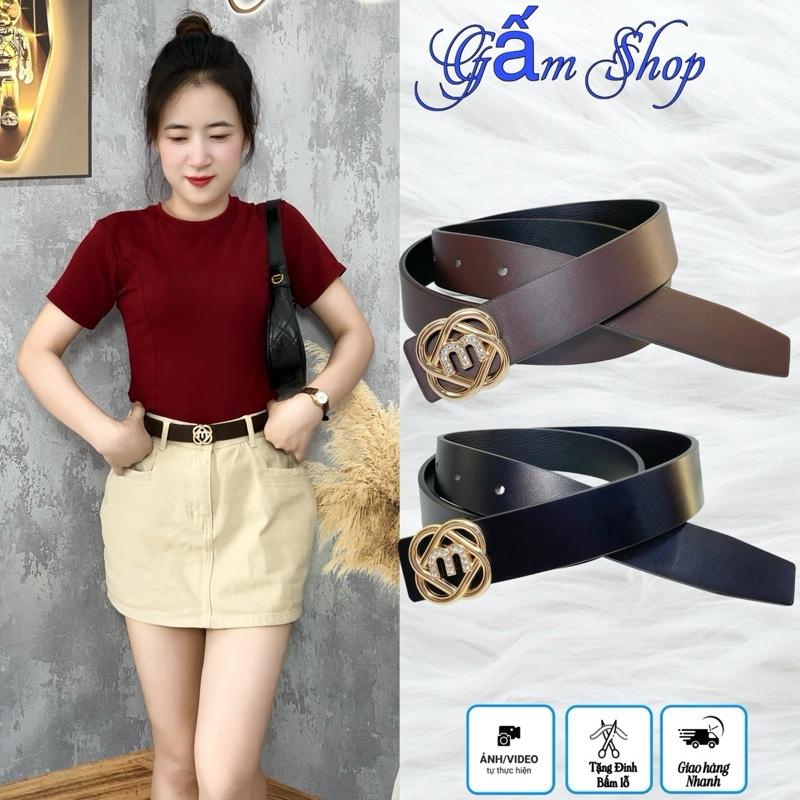 Thắt Lưng Nữ Bản To 3cm Mặt Chữ m Mạ Đá Sang Trọng mã mới Titan