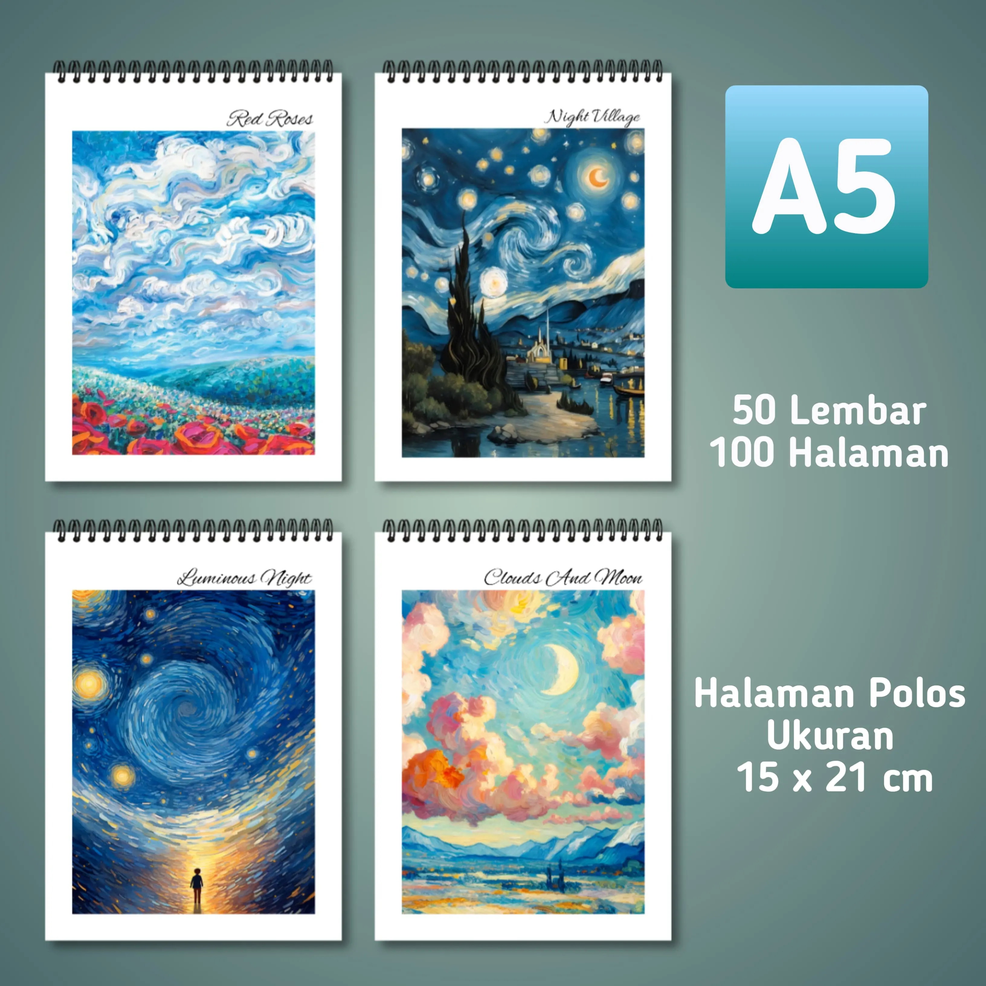 [DTS] Sketchbook A5 Buku Gambar Vertikal Jilid Spiral Isi 50 Lembar 100 Halaman - Kertas Stationery - Paper Putih