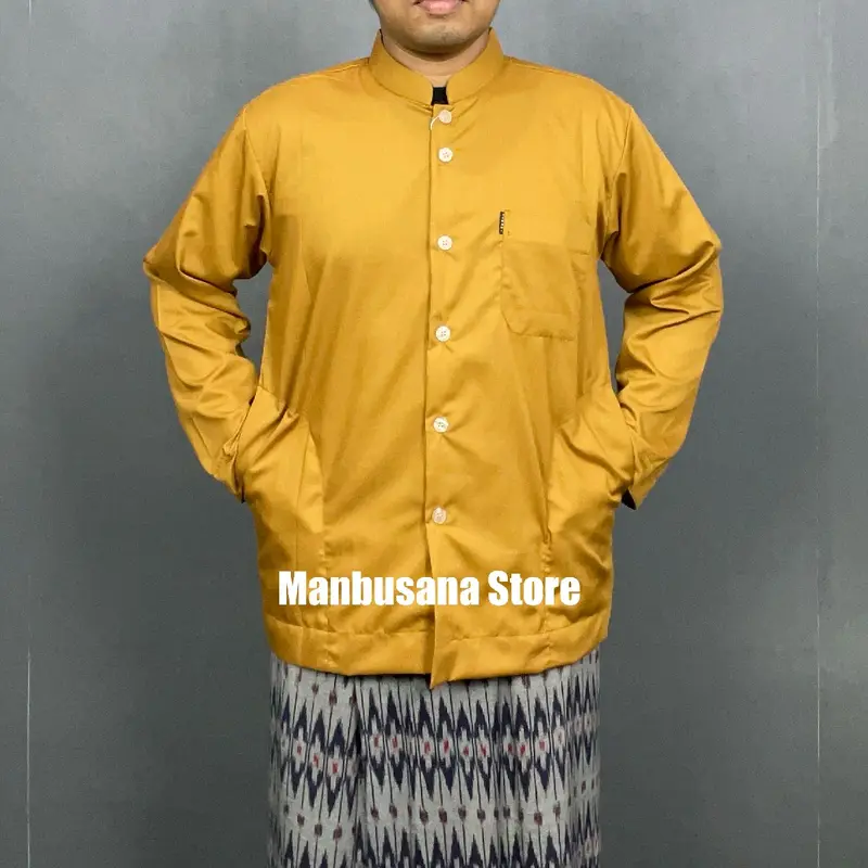 Baju Koko Almahi Saku Samping Bahan Toyobo Grade A Lengan Panjang Muslim Pria Dewasa Santri 5