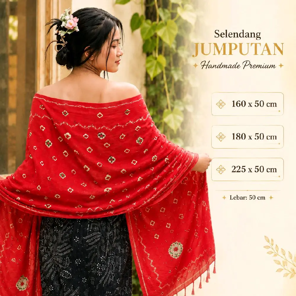 Selendang Batik Jumputan Asli Premium 160cm 180cm 225 cm | Halus Nyaman Elegan