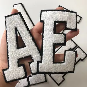 Large White Letters Chenille Embroidered Iron On Patch Applique Diy Name Badge Alphabet Patches For Kid Clothing Bag Accessories - A