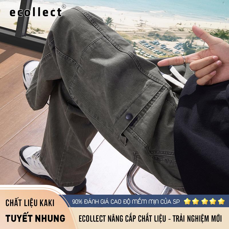  Quần kaki nam ECOLLECT QD25 phom rộng vintage ống suông thoải mái – chất cotton 240g mặt tuyết mềm mịn 