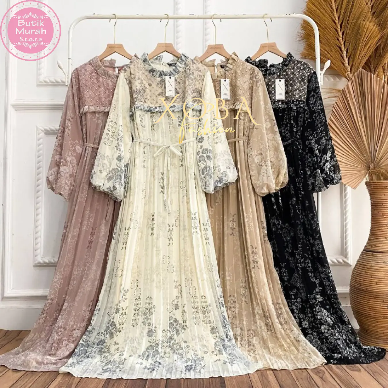 Xoba Fashion 3514 Busana Muslim LD 108 CM, LD 110 CM dan LD 120 CM Gaun Kasual Ceruti Mix Tile