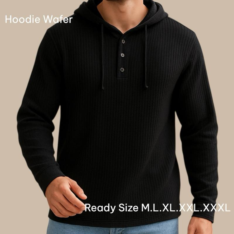 Hoodie Wafer Baju Kaos Hoodie Lengan Panjang Bahan Waffle Hitam Shop  Tokopedia