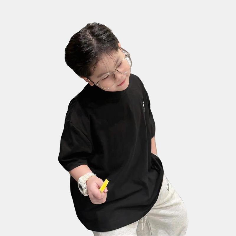 Khách chọn theo chiều cao,phom rộng Áo Thun Cộc Mùa Hè Cho Bé Trai Áo Cộc Tay Chất Liệu Cotton Thoáng Mát Phom Rộng Hàn Quốc Họa Tiết Thêu Sắc Nét Size Cho Bé Từ 25-53kg B0026