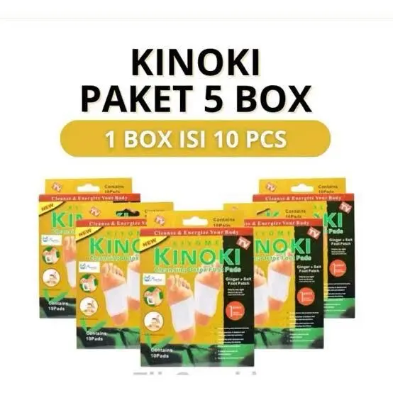 5BOX = 50 LEMBAR PLESTER PENYERAP RACUN TUBUH KINOKI FOOT PADS DETOX
