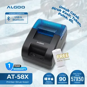 ALGOO AT-58X Printer Thermal Struk Nota Bluetooth USB RJ-11