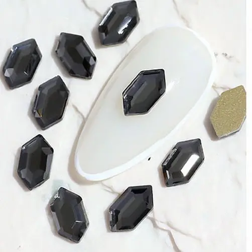 Nail Art Charm Rhinestones Segi Enam Nail Decoration Crystal Terbaru