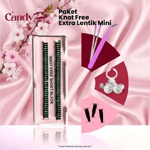 Candy Eyelash Paket Knot Free Extra Lentik Mini Short dan medium 10mm 12mm dengan Peralatan Lengkap